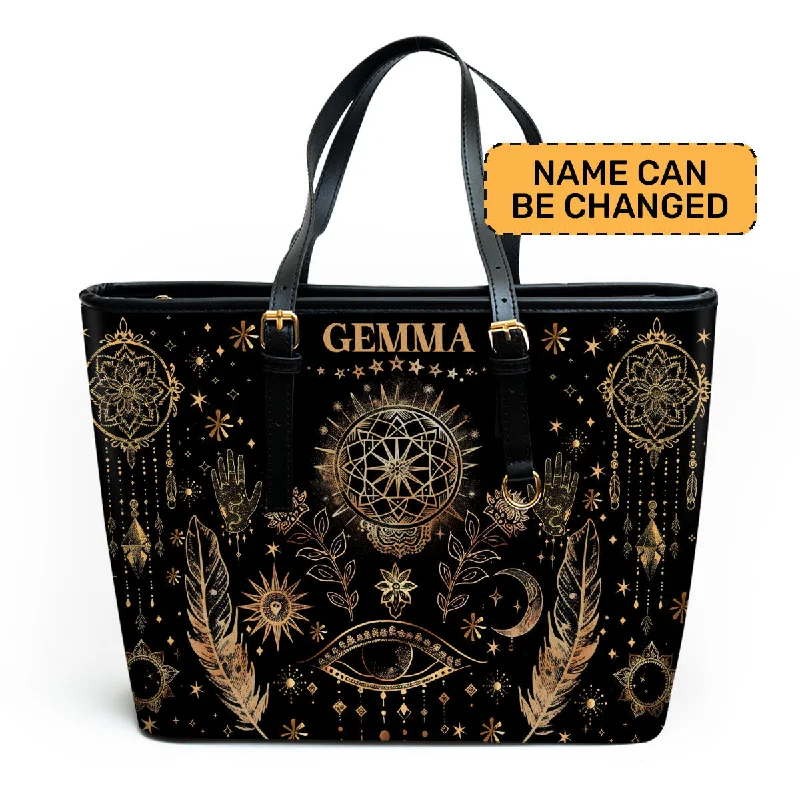 Mystic Moon And Sun - Personalized Leather Totebag SBLTBPN909L