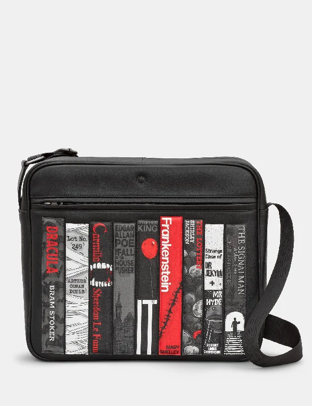 Horror Bookworm Black Leather Messenger Bag