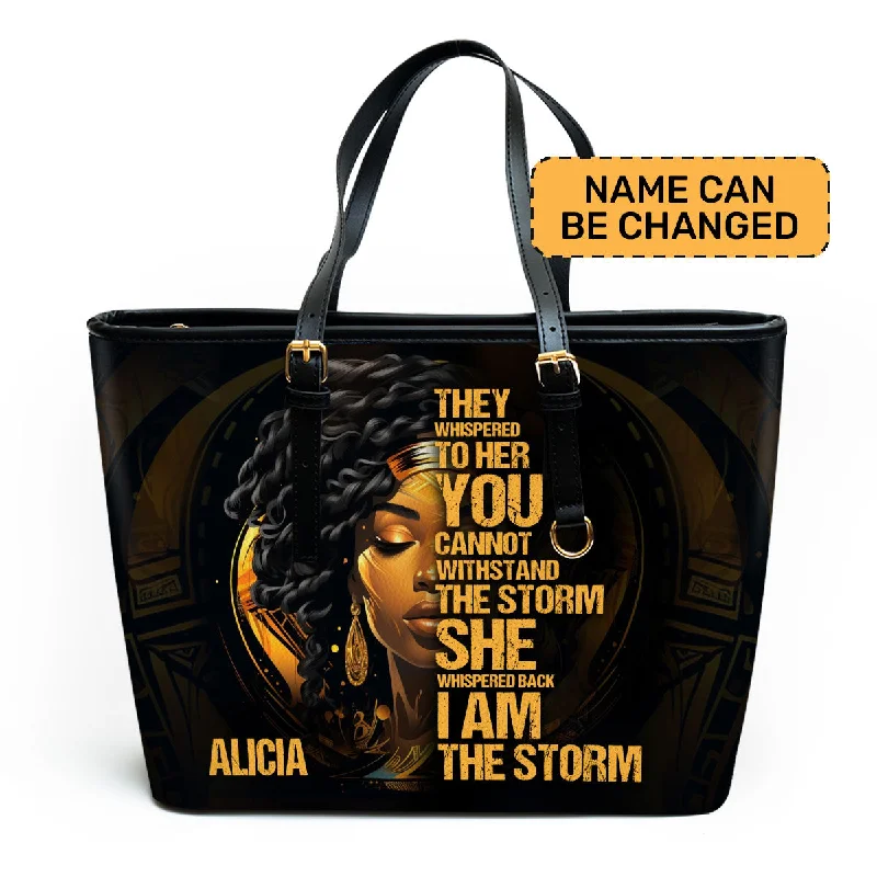 I Am The Storm - Personalized Leather Totebag SB113