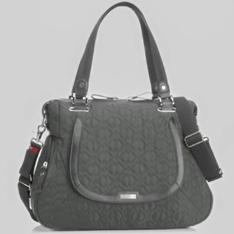 Women's Anna Quilted Diaper Bag In Charcoal Grey