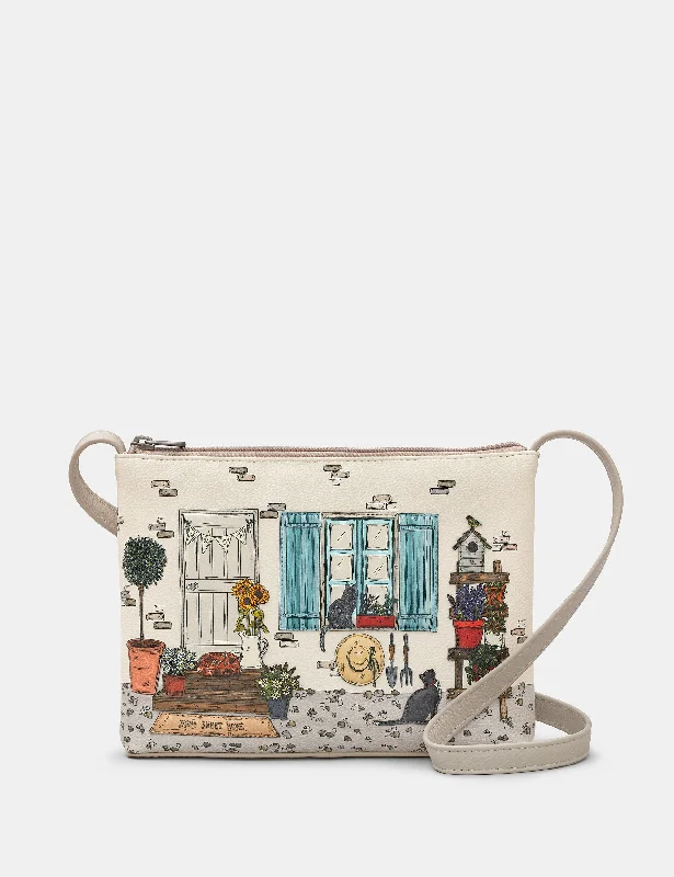 Country Cottage Warm Grey Leather Cross Body Bag