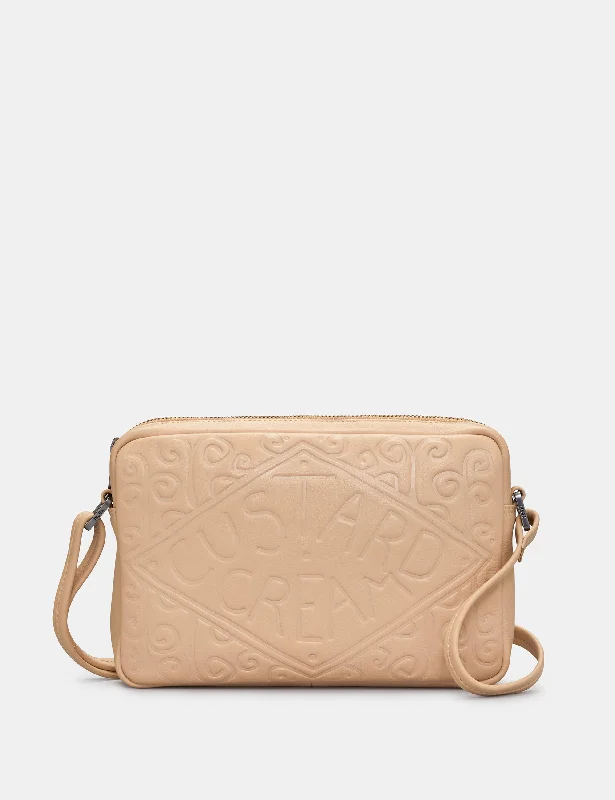 Custard Cream Leather Cross Body Bag