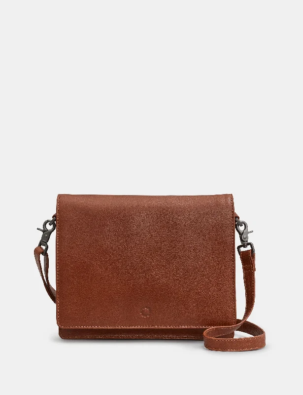 Stanton Brown Leather Flap Over Cross Body Bag