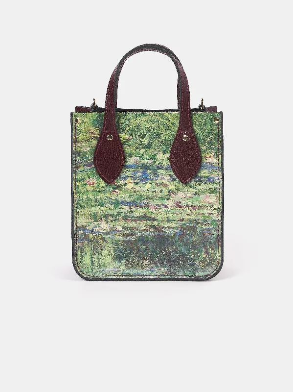 The Mini Tote - Oxblood with Water Lillies