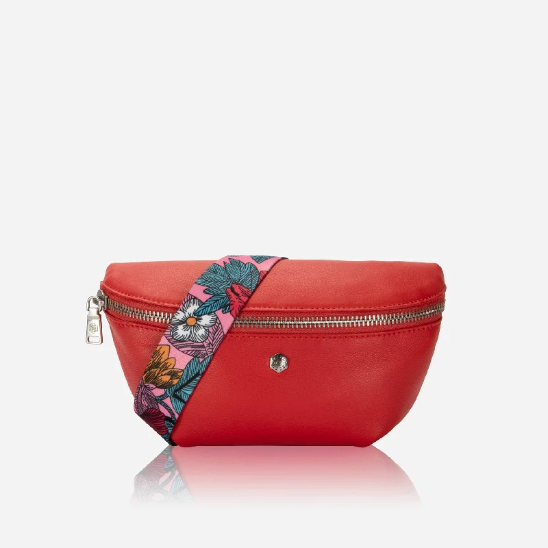 Osaka Slim Ladies Leather Waist Bag, Candy Apple