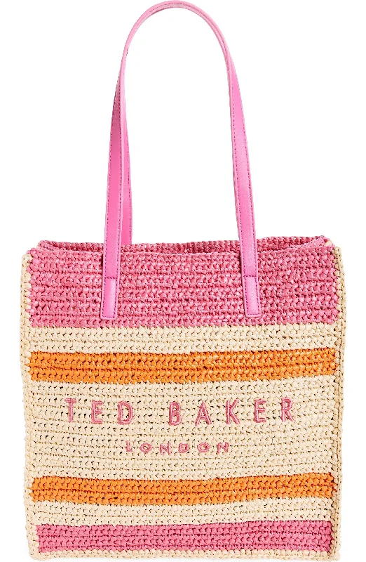 Ted Baker Women's Skye Raffia Striped Tote, Fuchsia