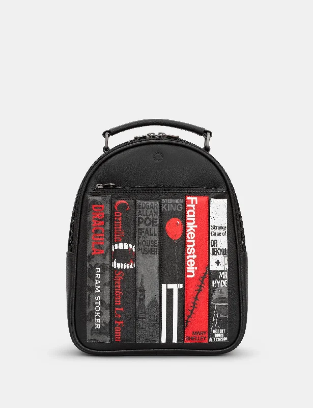 Horror Bookworm Black Leather Backpack