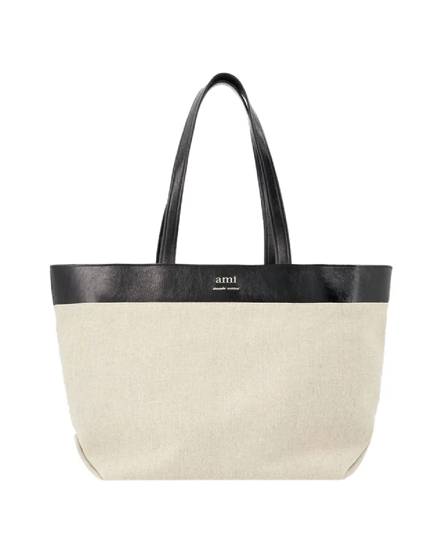 East West Shopper Bag - AMI Paris - Linen - Beige