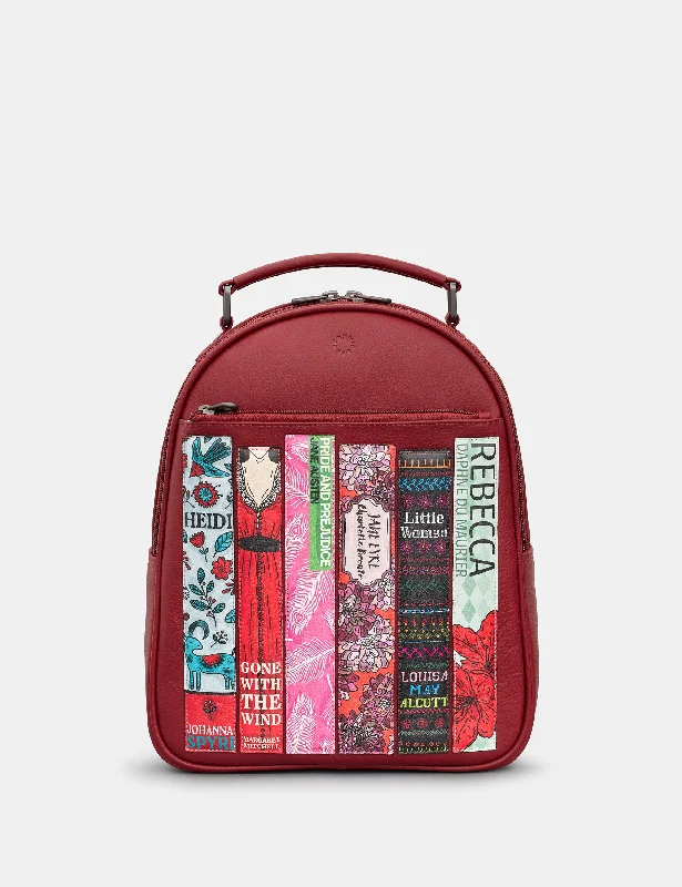 Bookworm Cherry Red Leather Backpack